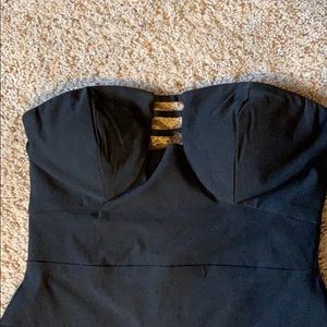 Black mini caged strapless